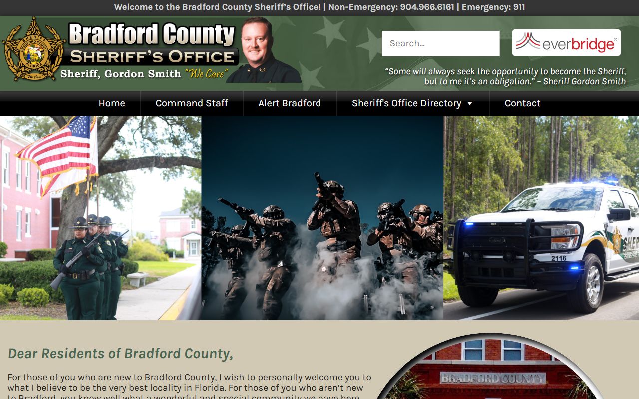 Bradford County Sheriff's Office website homepage