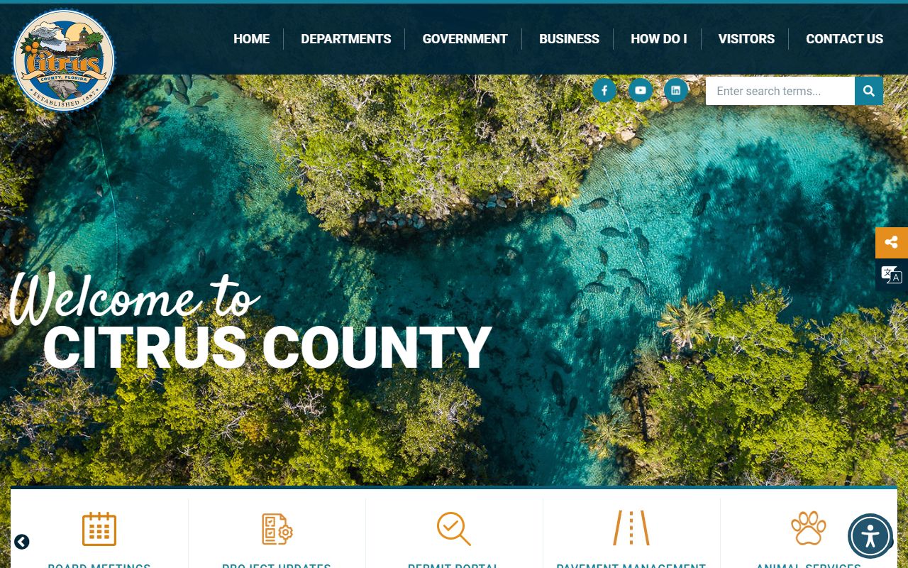 Citrus County government website homepage