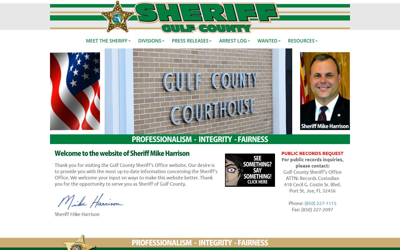 Gulf County Sheriff's Office website